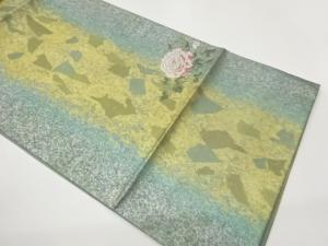 引箔縞に牡丹模様織出し袋帯